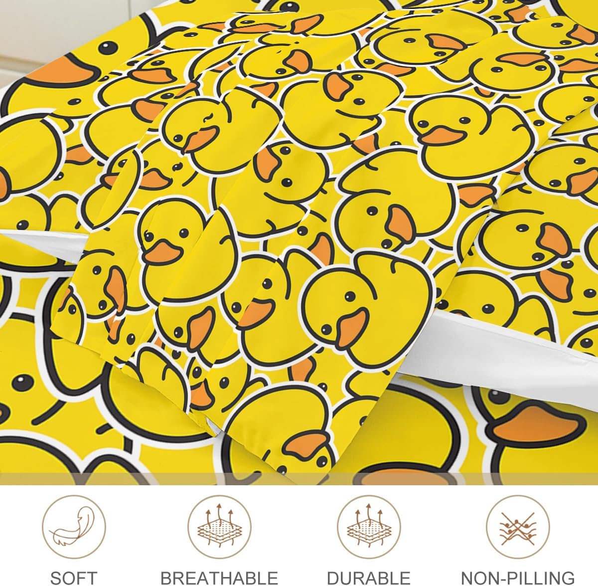 ARIGHTEX Yellow Rubber Duck Fitted Sheet Set Queen 3 Pc