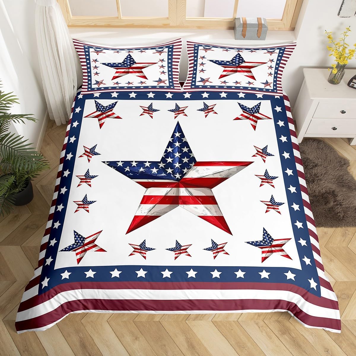 Feelyou American Flag Duvet Cover Set Twin Size