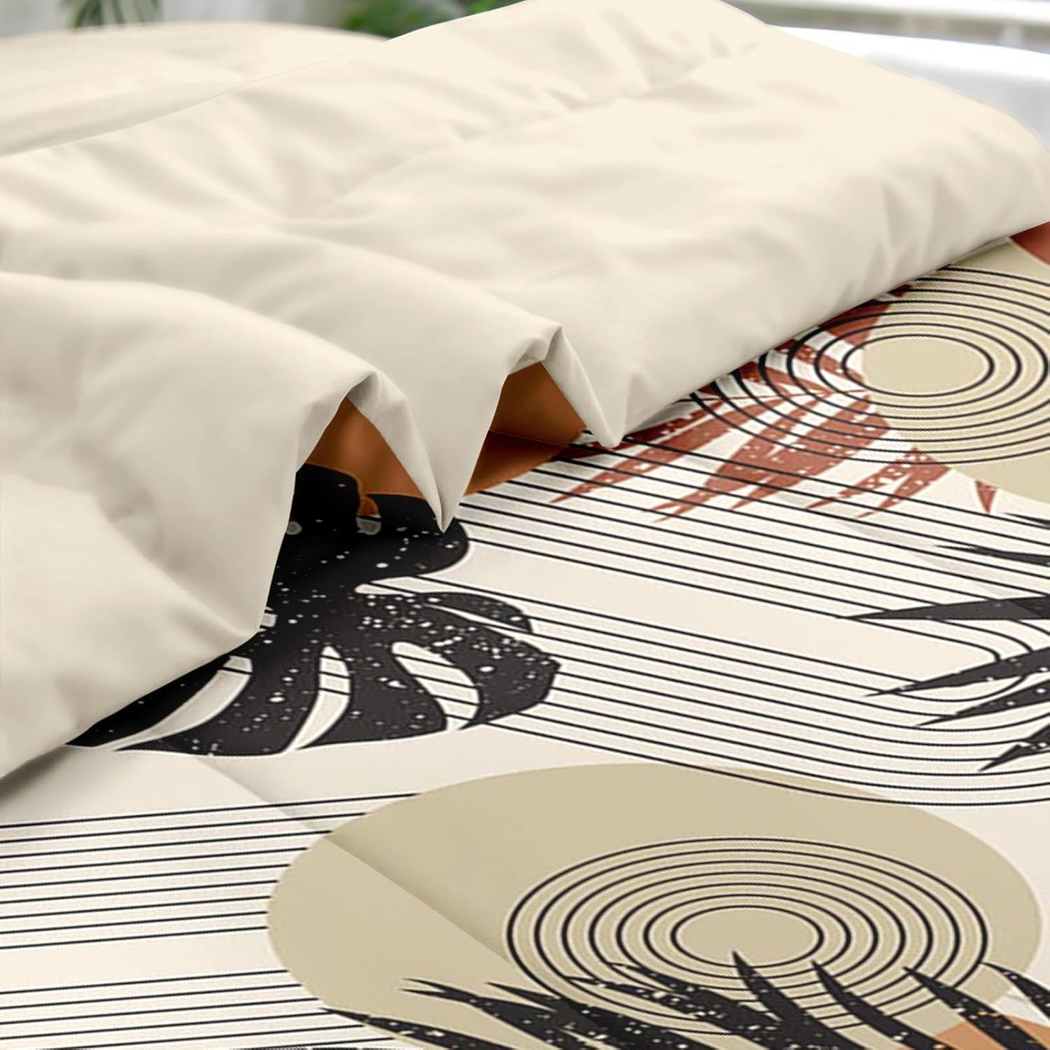 Pamnest Boho Tropical Leaves Comforter Set King Size 7 Pcs