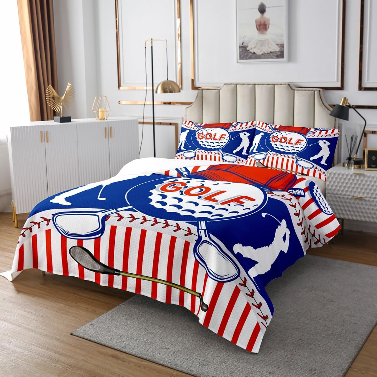 Erosebridal Golf Quilt Set Queen Size