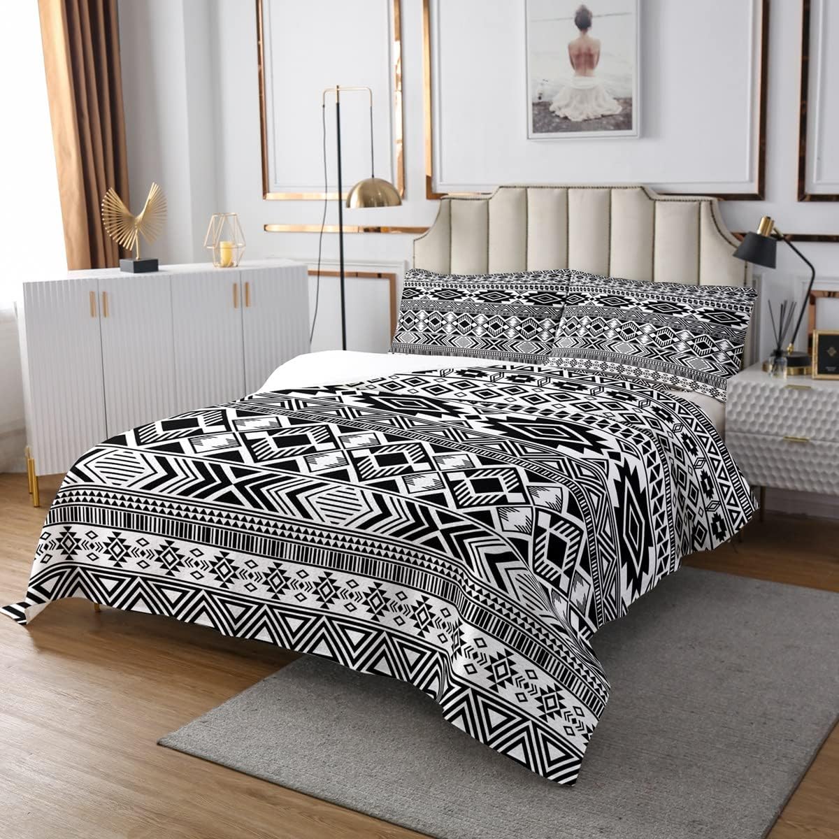 Southwestern Quilt Set Queen Boho Aztec Bedspread Coverlet Set with 2 Pillow Cases