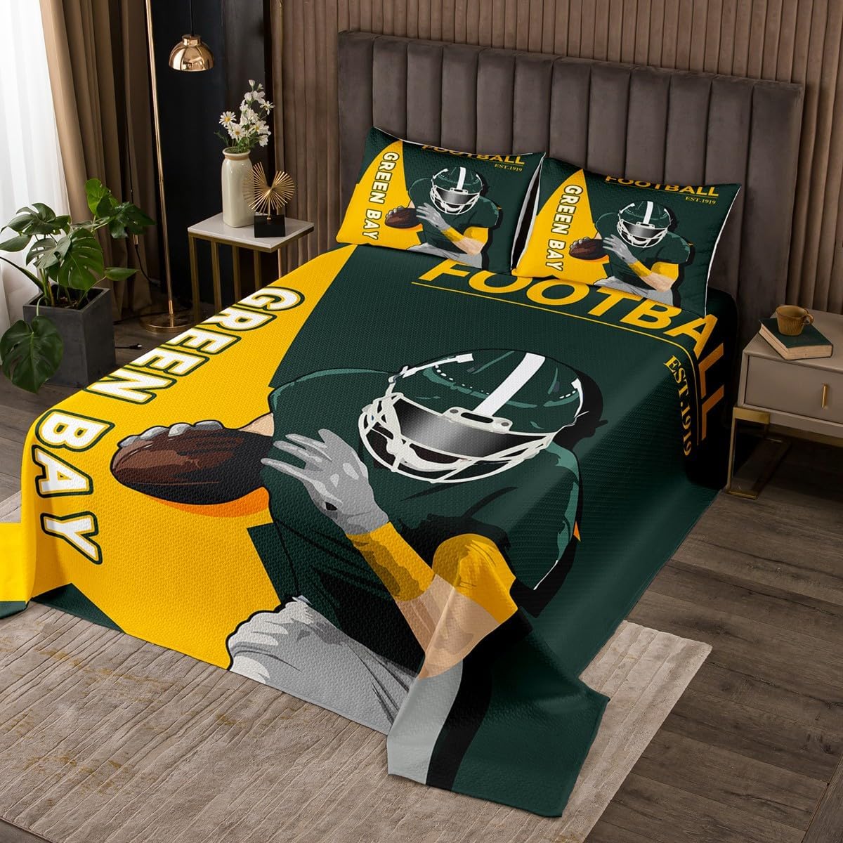 Feelyou Football Coverlet Set Queen Size 1