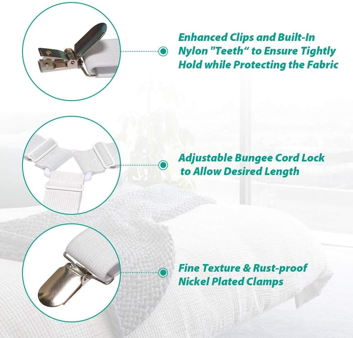 RayTour Sheet Straps Bed Sheet Keeper Holder for Corners
