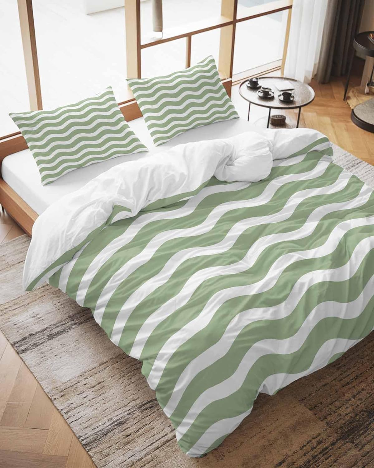 ZOE GARDEN Sage Green Duvet Cover Set 3 Pieces Full Size