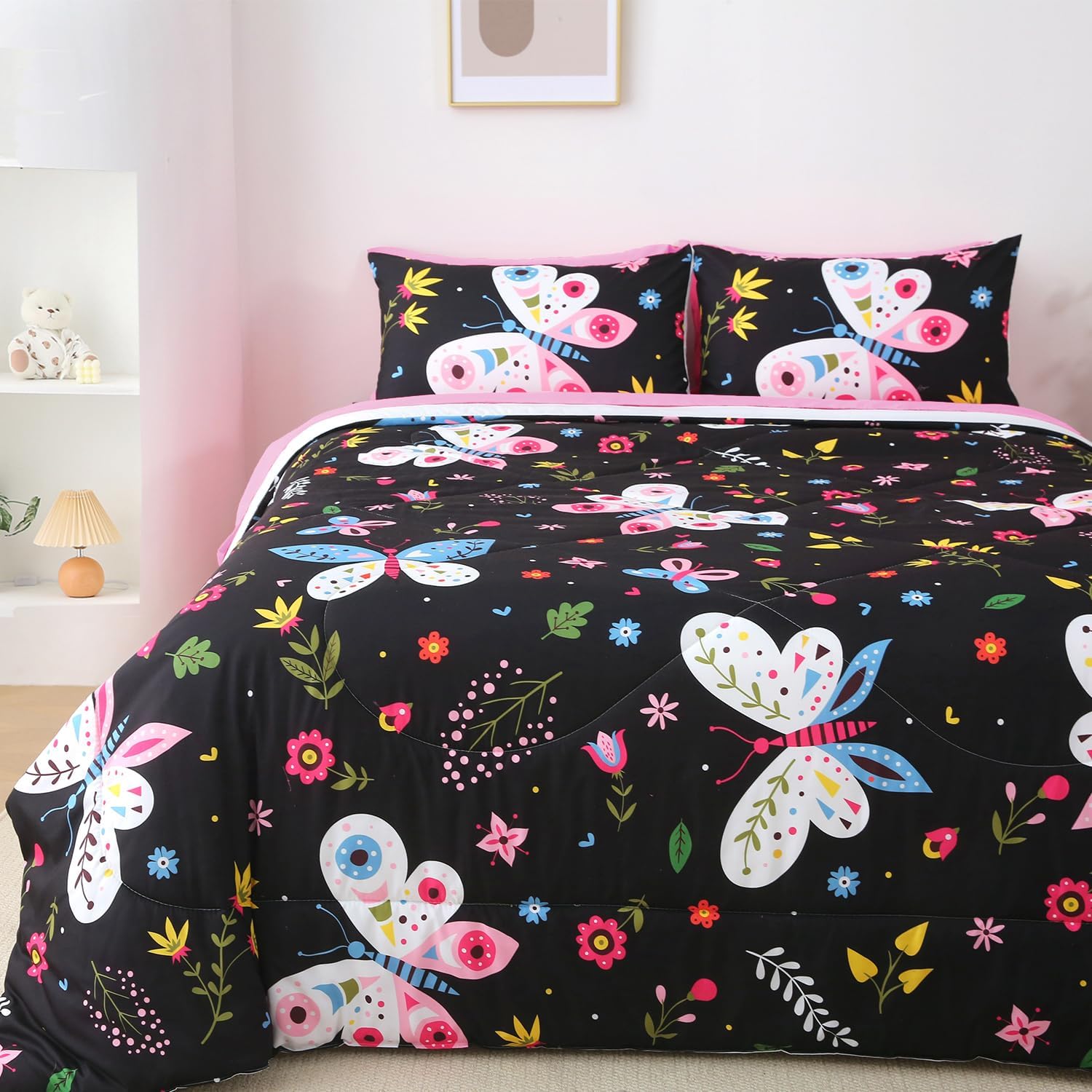 Jameswish Kids Butterfly Comforter Set