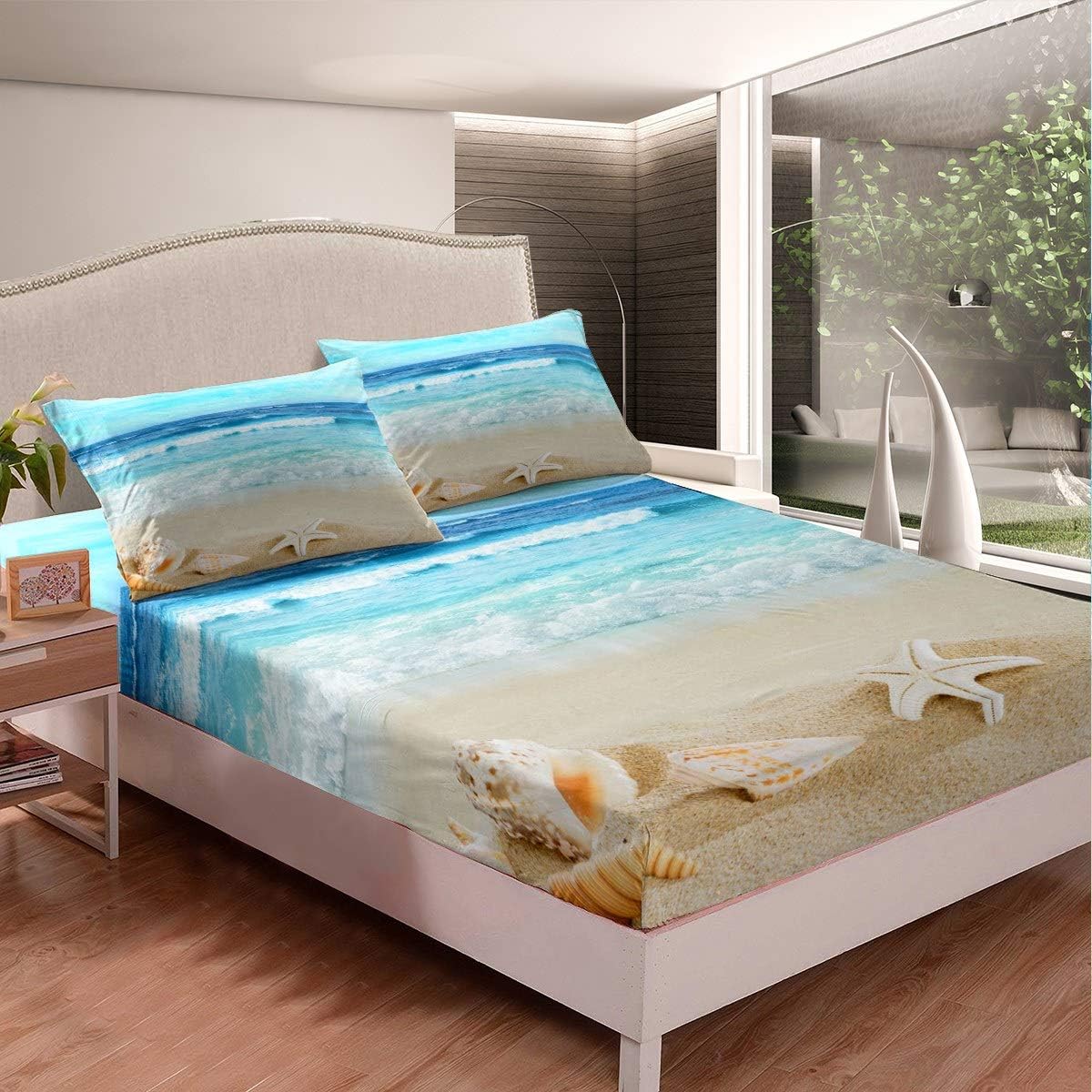 Feelyou Hawaii Beach Bedding Set 3Pcs Queen Size