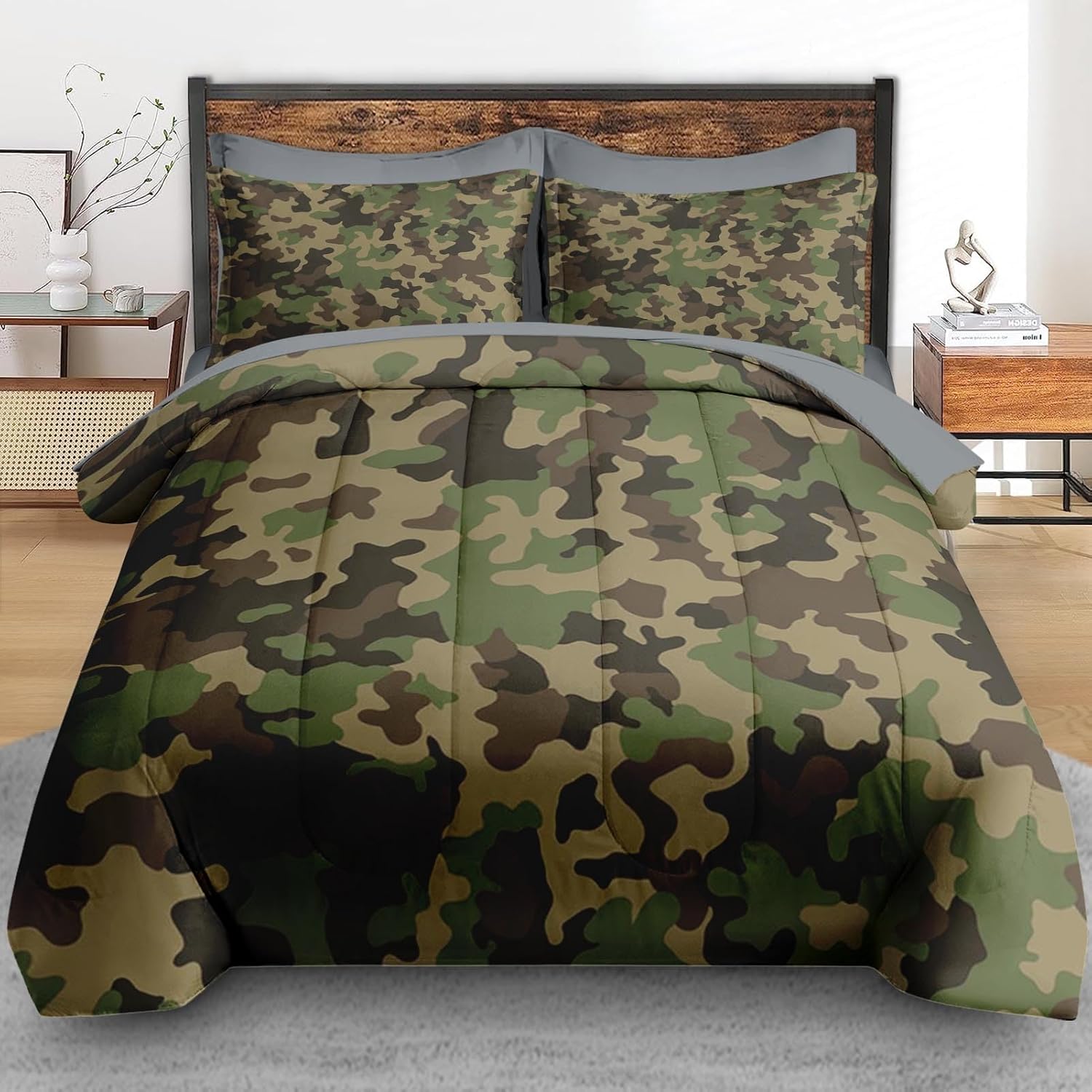 Pamnest Comforter Set King Size Camouflage 7 Pcs Bedding