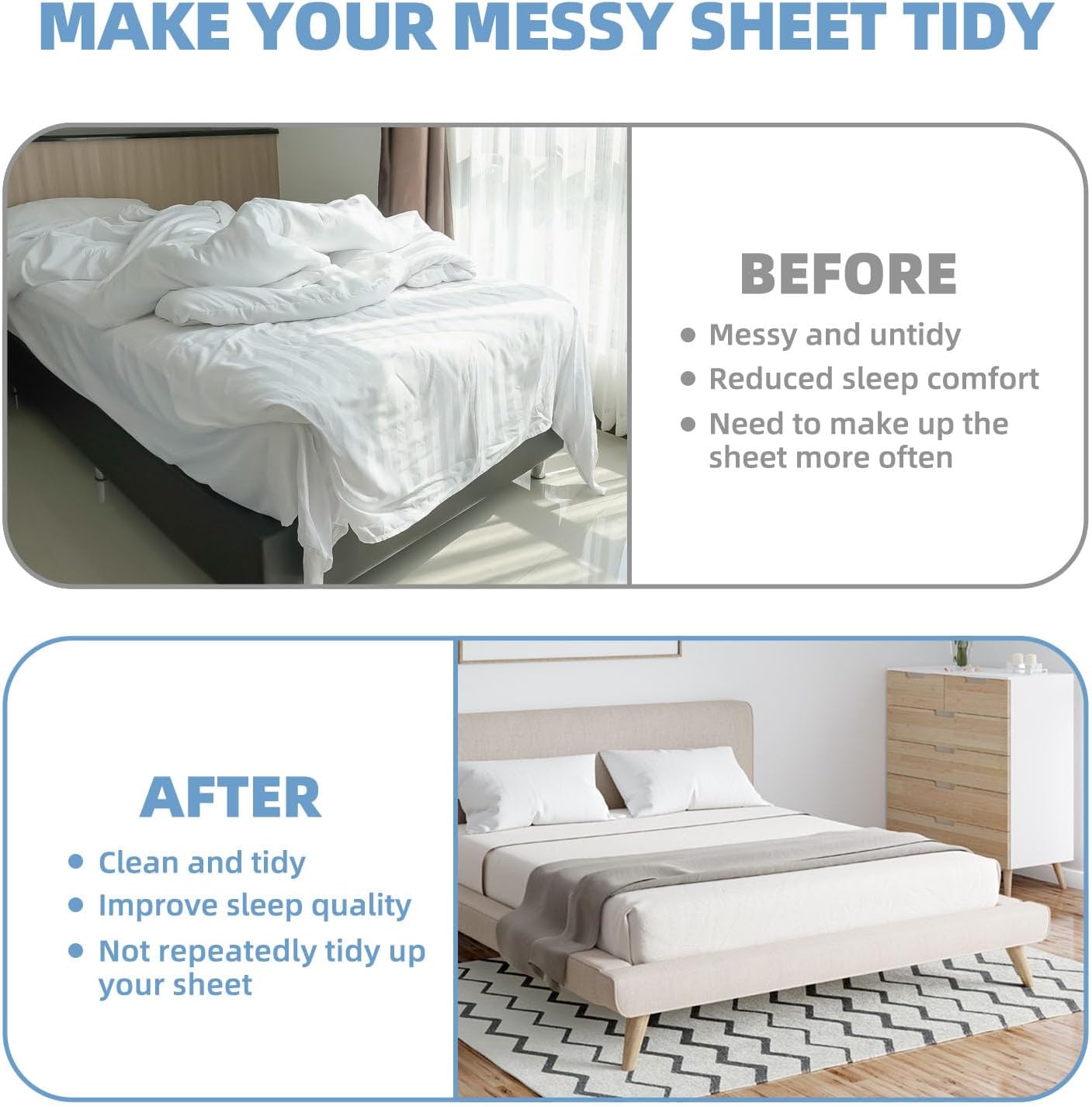 SARIUROS Bed Sheet Holders with Silicone Rings