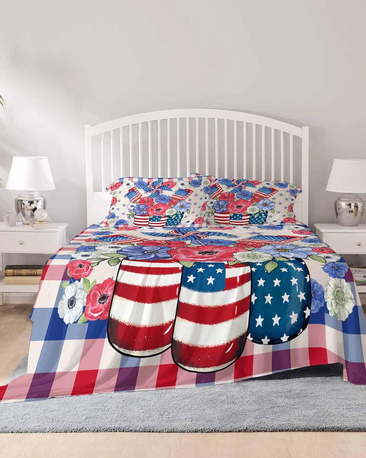 Boanket 4th of July King Sheet Set 4 Piece Microfiber