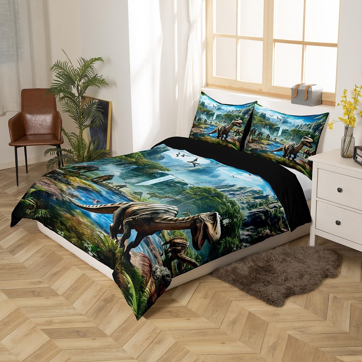 Erosebridal Toddler Boys Dinosaur Duvet Cover Set