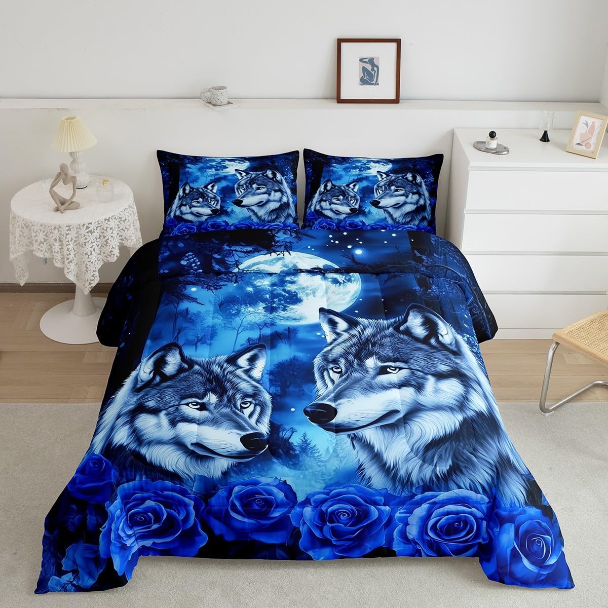 Erosebridal Wolf Couple King Size Bedding Set