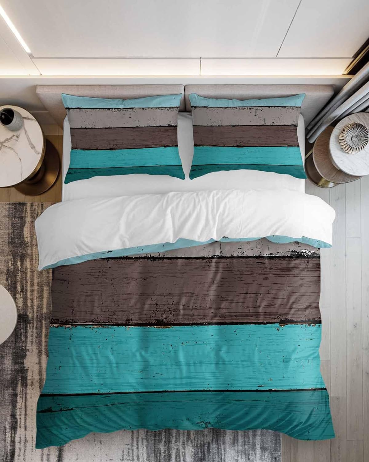 ZOE GARDEN Aqua Grey Duvet Cover Set