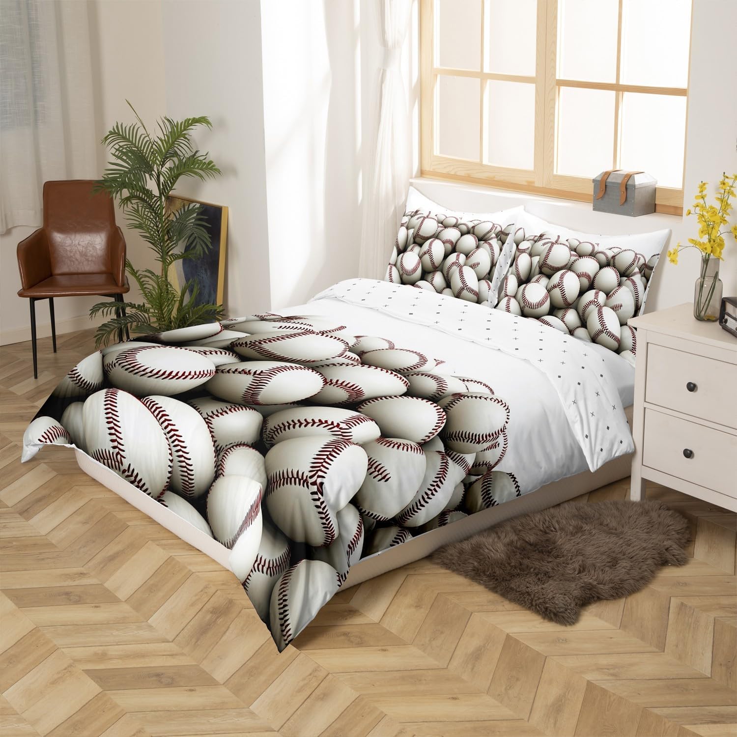 Erosebridal Baseball Pile Duvet Cover Set Twin Size