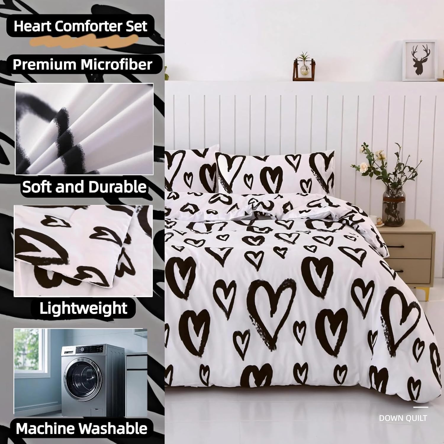 SDIII 3PCS Heart Comforter Set Full Size 1
