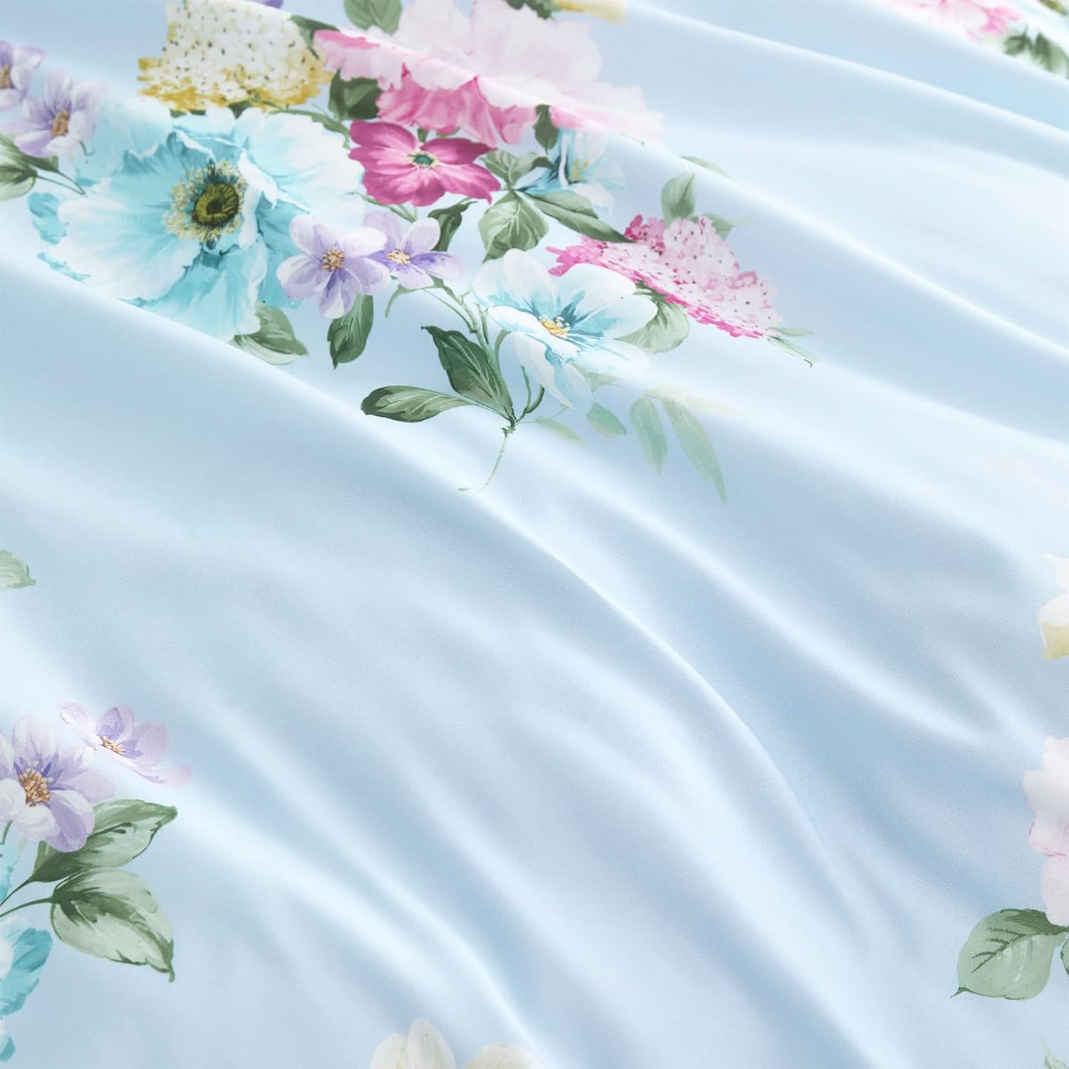 Wake In Cloud - Shabby Chic Comforter Set Queen 3 Pieces Blue