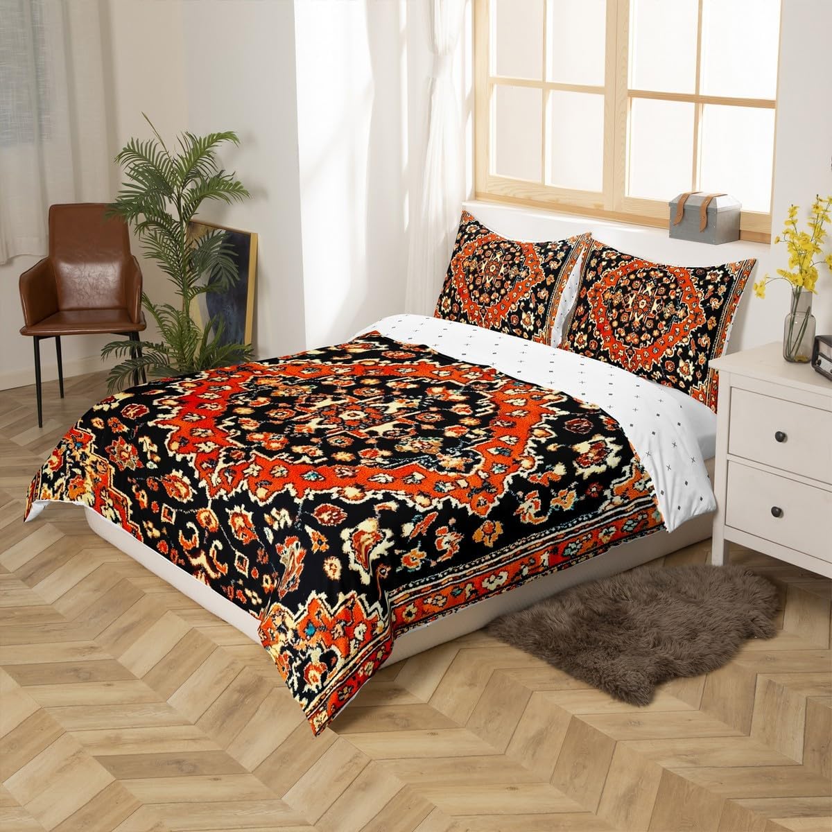 Homewish European Floral Pattern Queen Duvet Cover Set