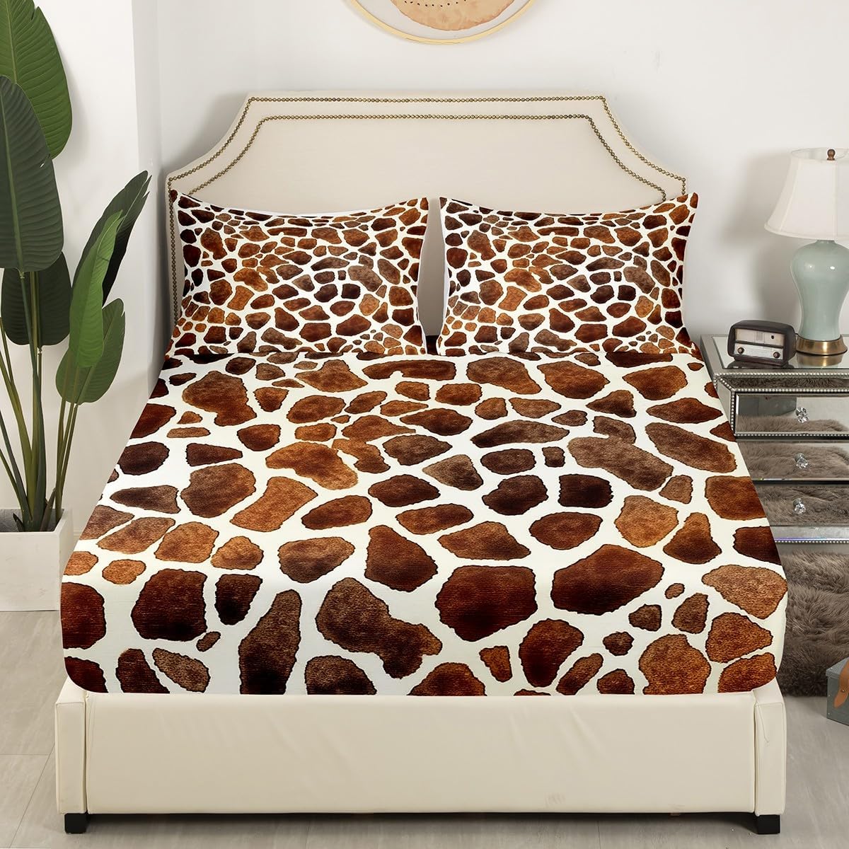 Feelyou Giraffe Print Sheet Set King Size 4Pcs 1