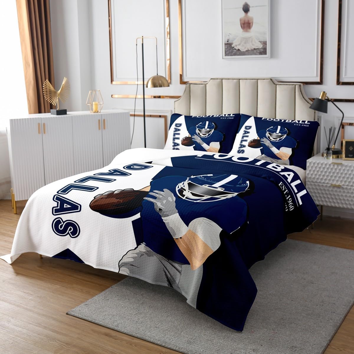 Feelyou Football Themed Bedspread Set Twin Size