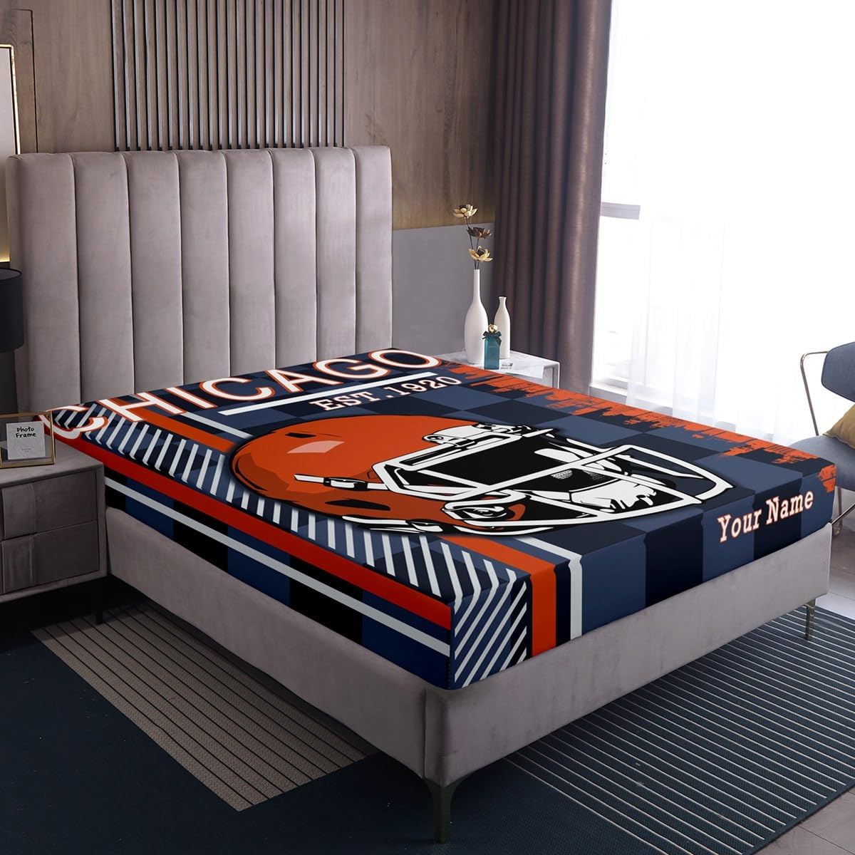 Custom Name Football City Fitted Sheet Set Twin Size