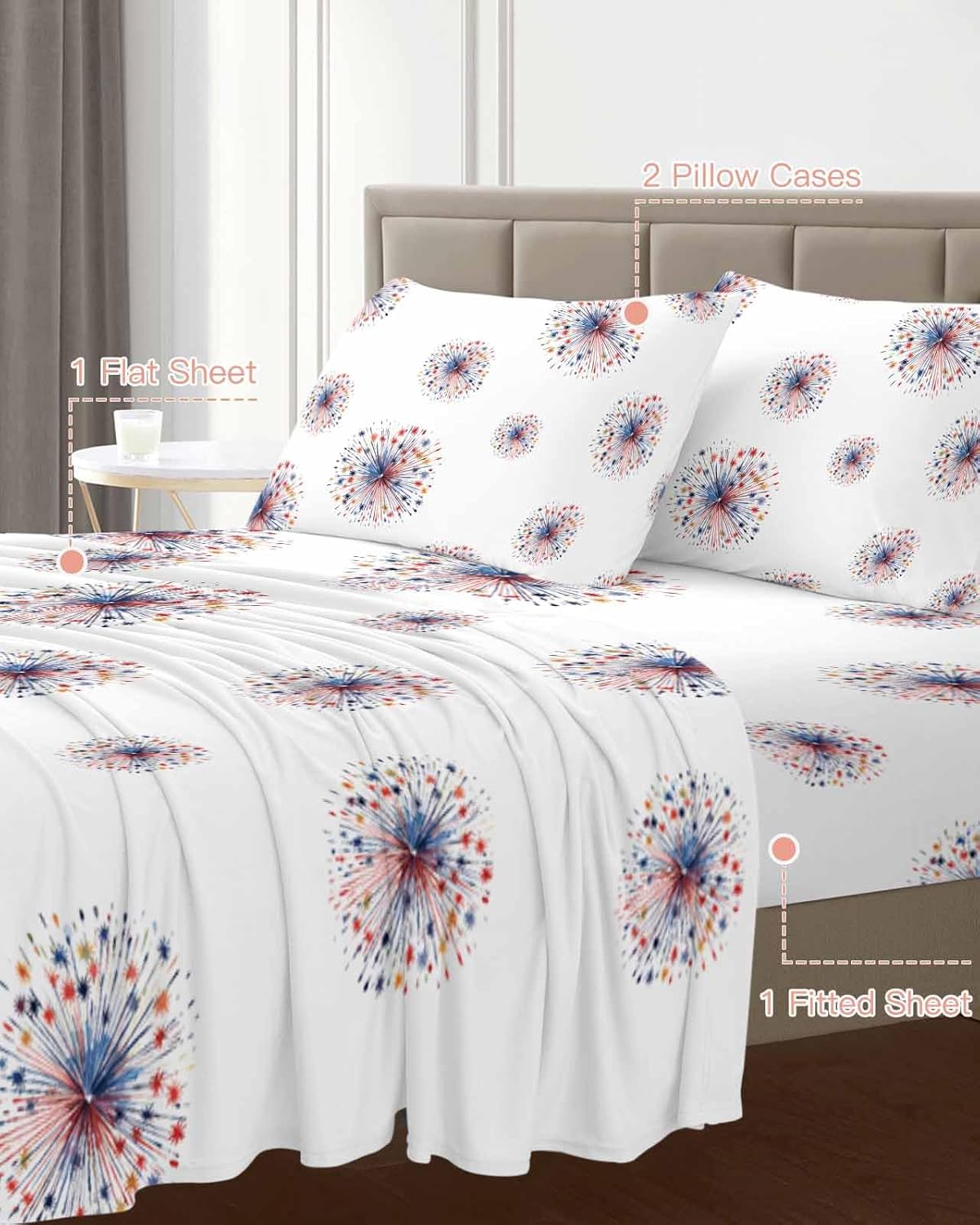 Boanket 4th of July Fireworks King Sheet Set 4 Piece