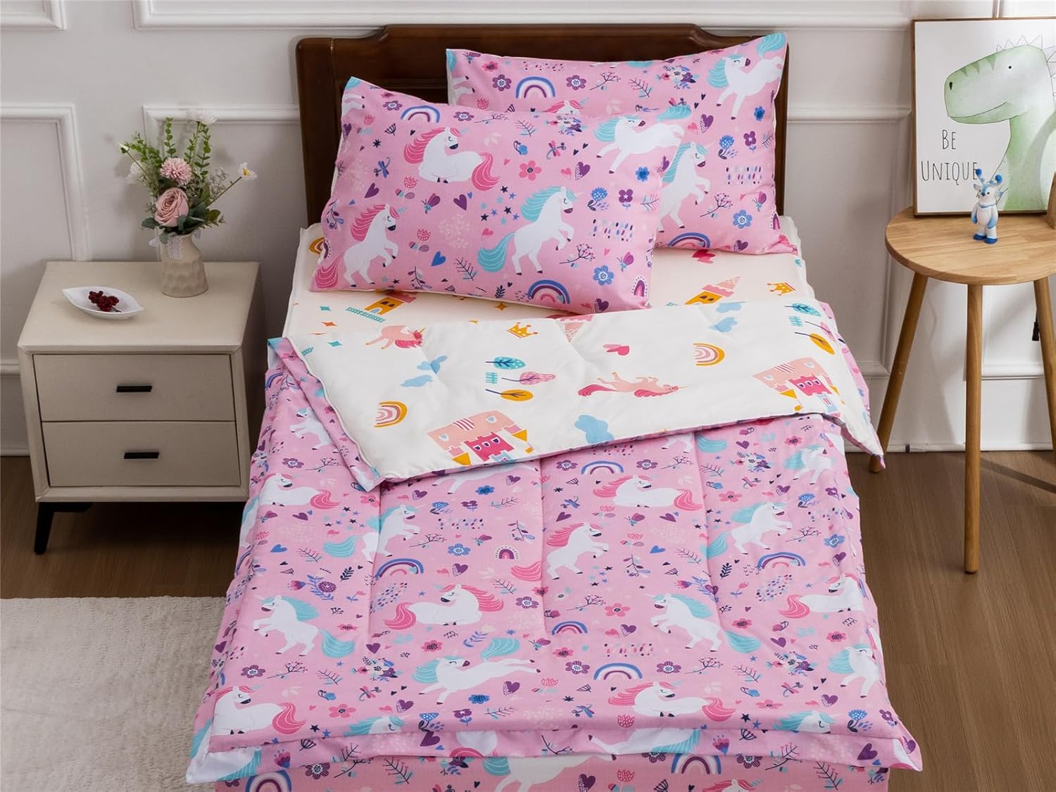 NTBED Unicorn Zip Comforter Set Twin Pink