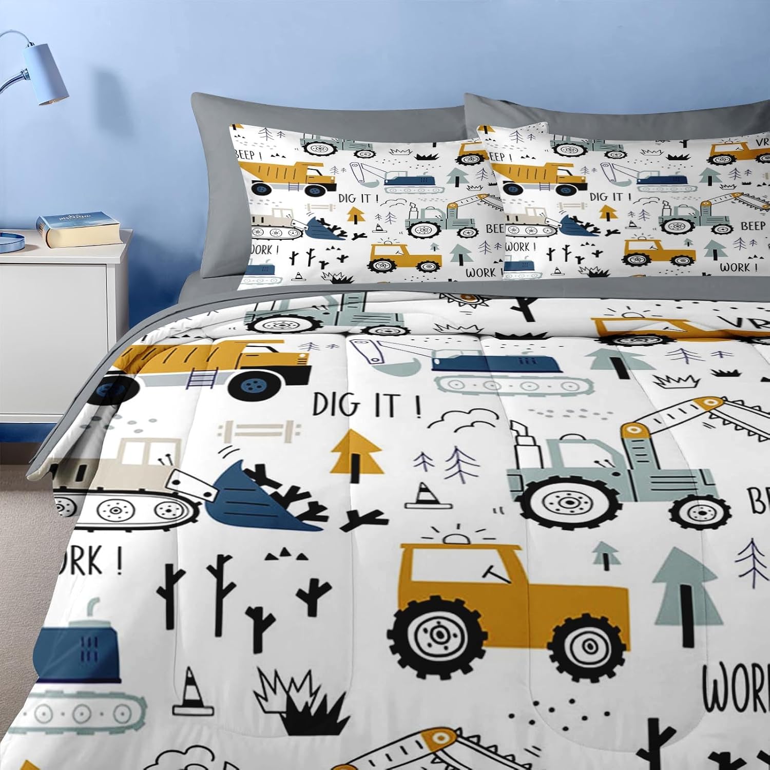 Nesker Comforter Set Queen Size with Cargo Crane Design 1