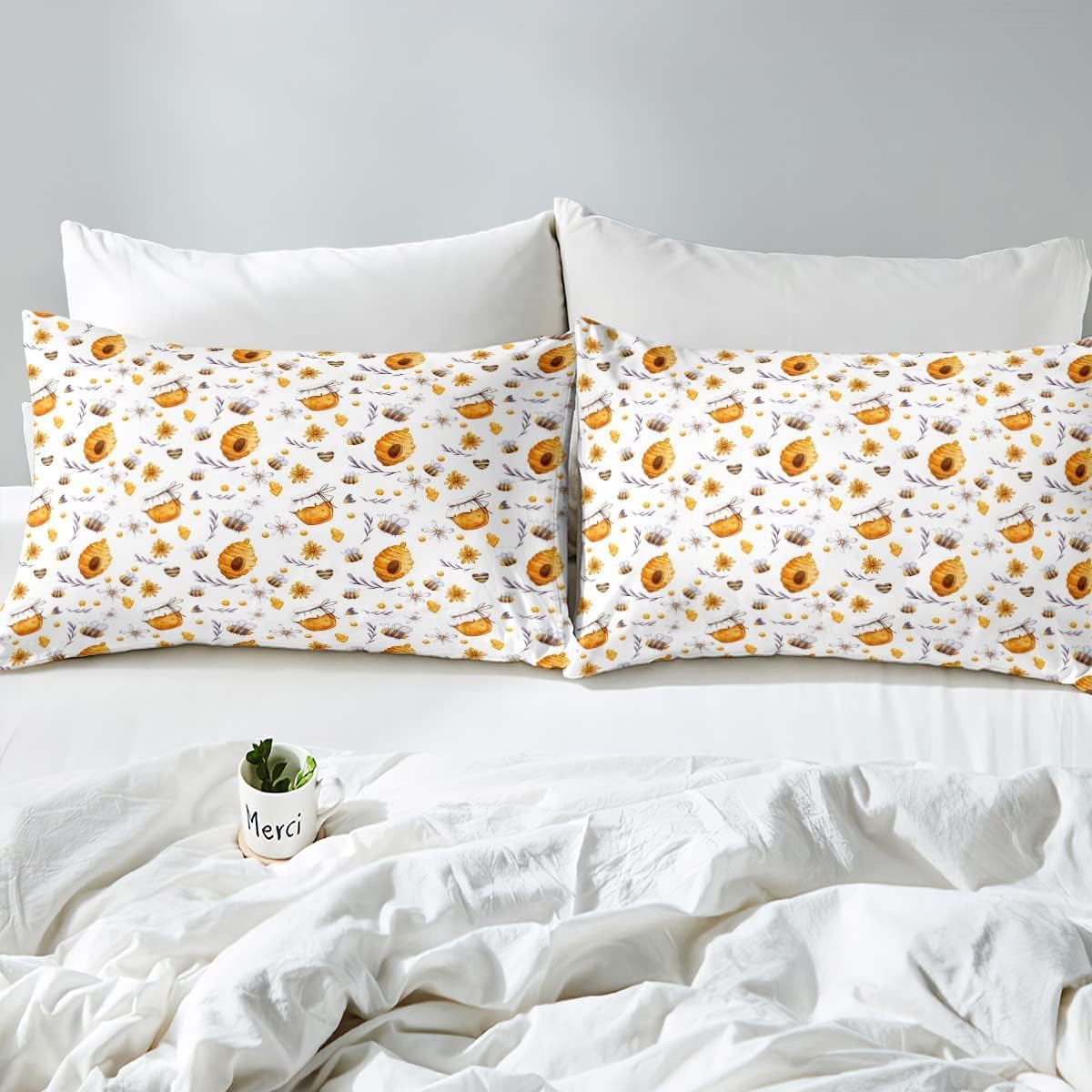 Erosebridal Honey Bees Queen Sheet Set