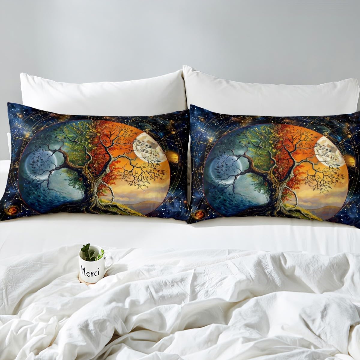 Feelyou Galaxy Tree of Life Queen Duvet Cover Set