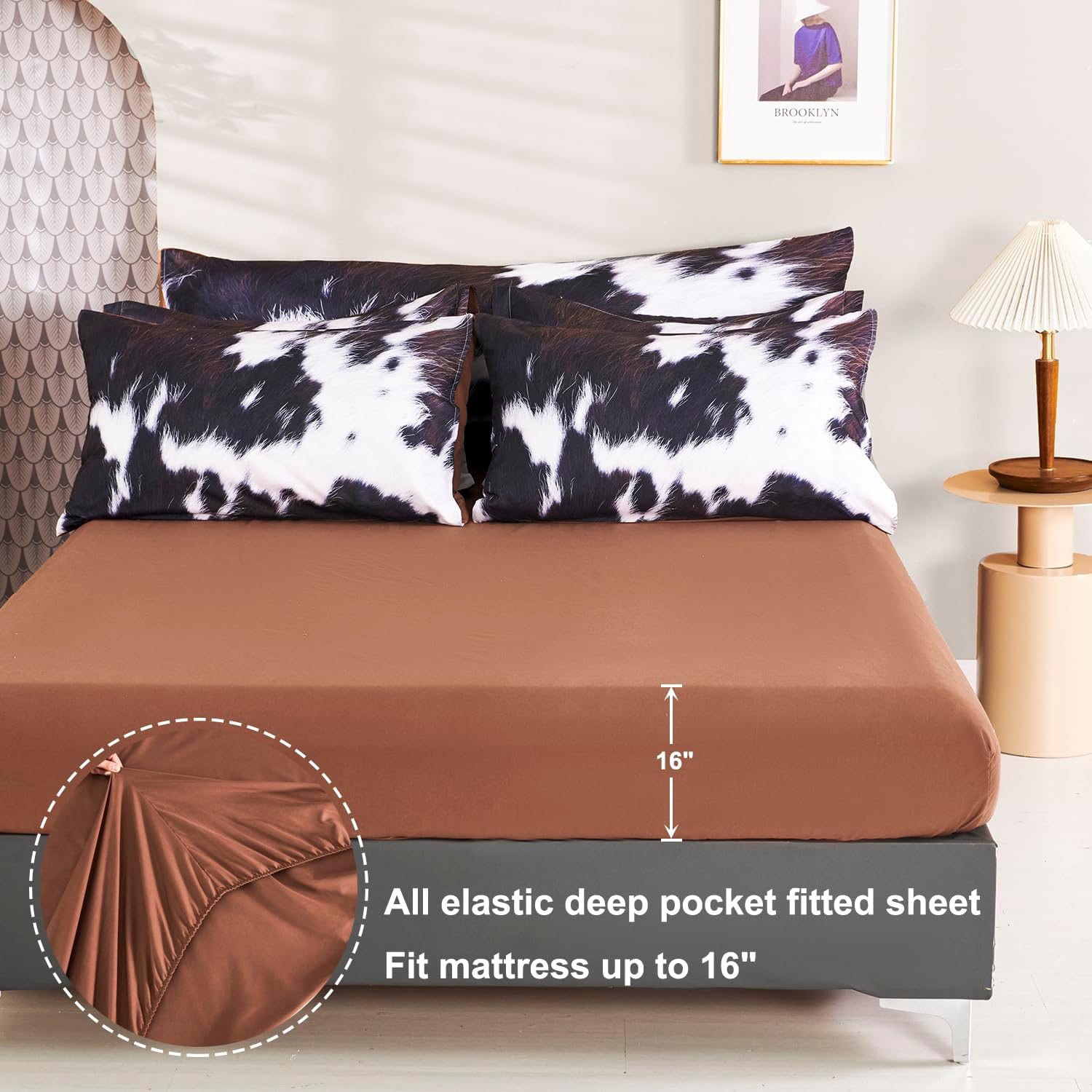 SUCSES 8-Piece Cal King Comforter Set with Cow Fur Print 1