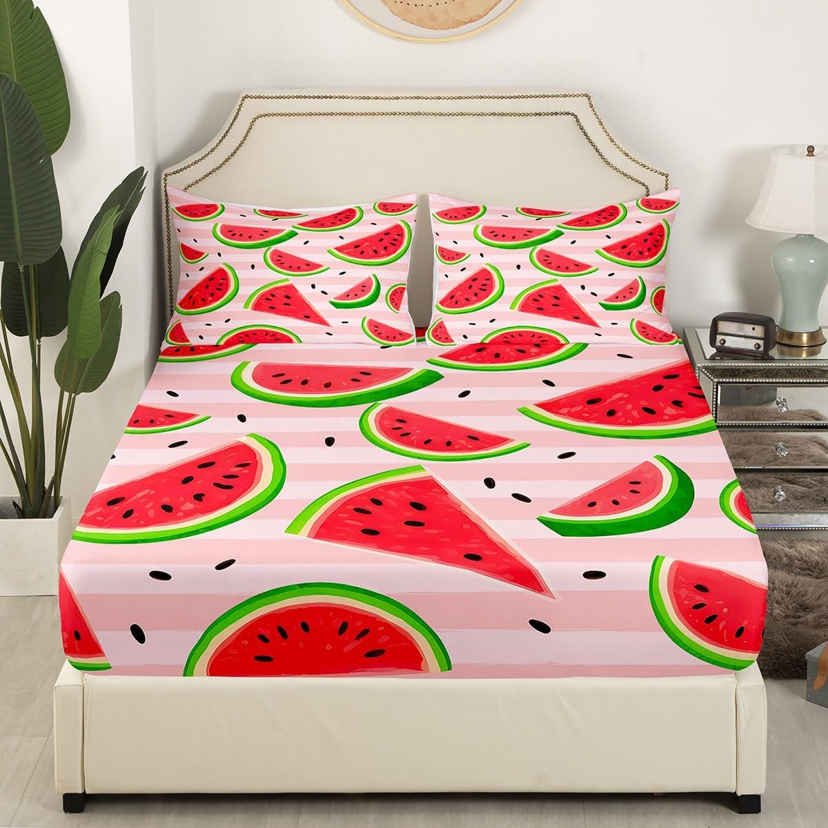 Feelyou Watermelon Sheet Set 4Pcs King Size Kids Bedding