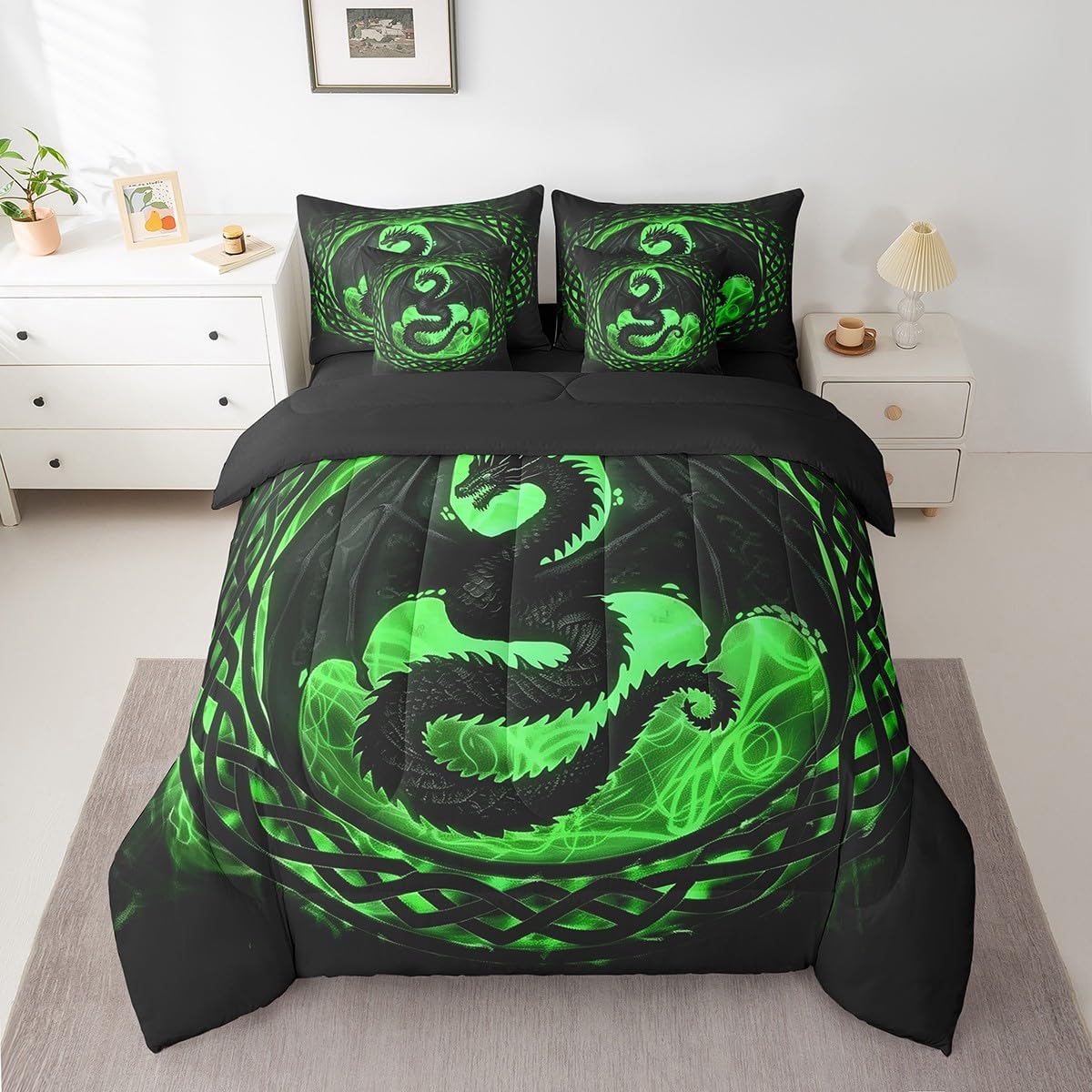 Erosebridal Wildlife Dragon Bedding Set for Kids