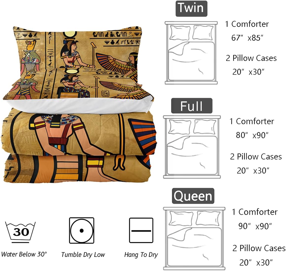 Nttopship Ancient Egypt Comforter Set for Kids