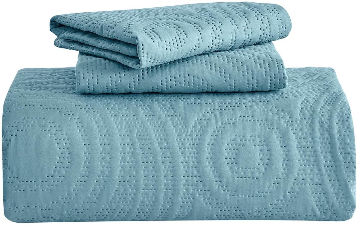 Oversized King Bedspread Set 128x120 Blue