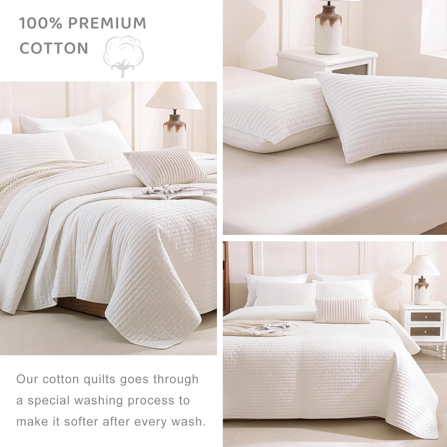 Sanracie Stonewashed King Quilt Set 3PCS Extra Large