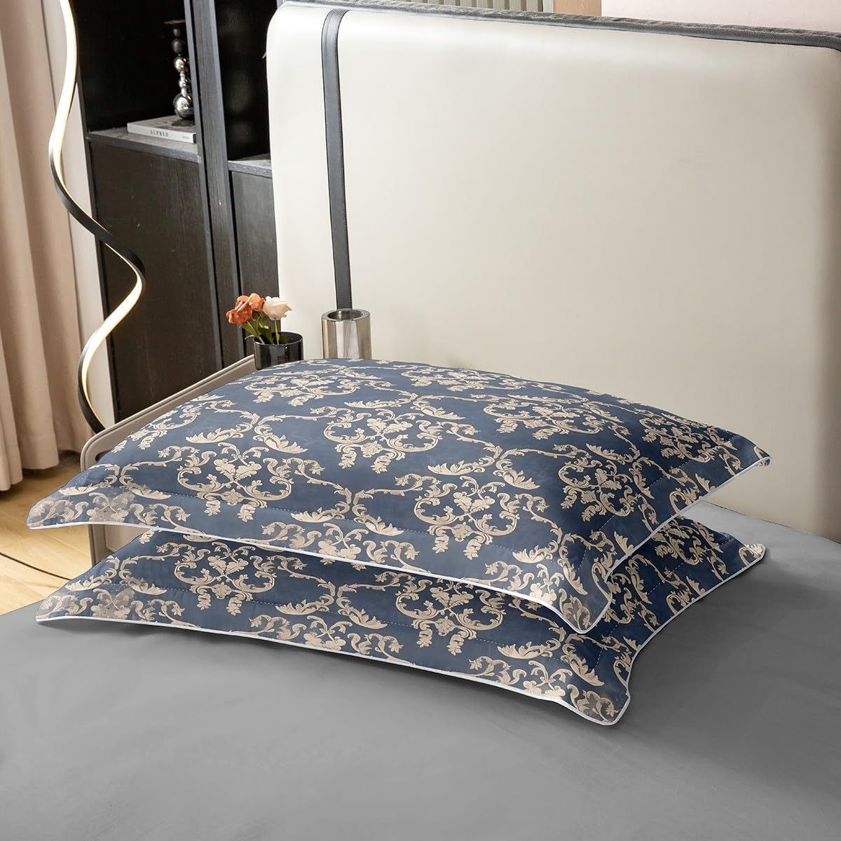 Feelyou Queen Size Damask Cotton Duvet Cover Set