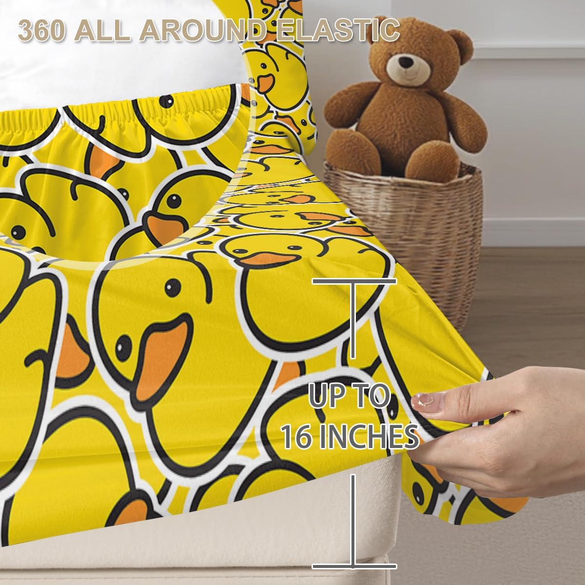 ARIGHTEX Yellow Rubber Duck Fitted Sheet Set Queen 3 Pc