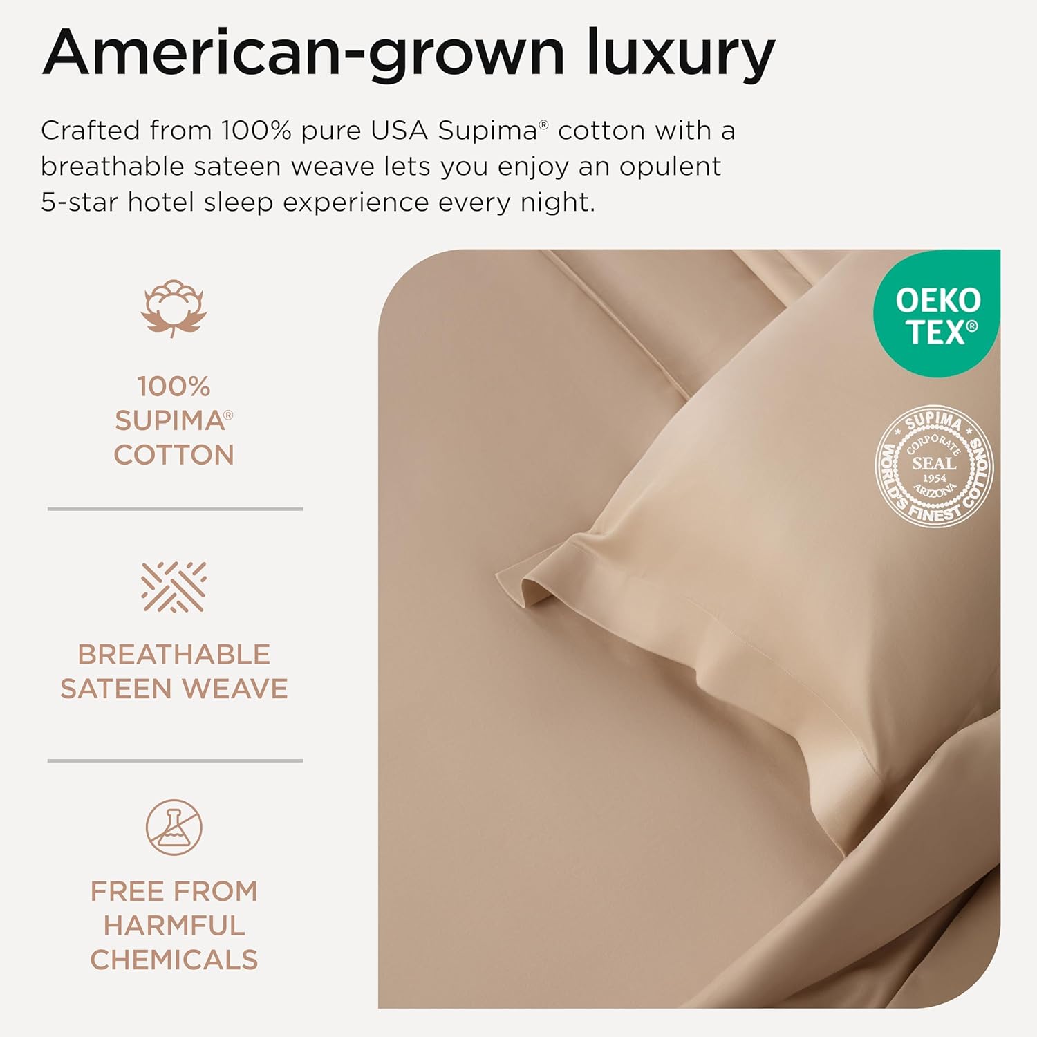 Threadmill Twin XL Sheet Set 656 Thread Count Beige