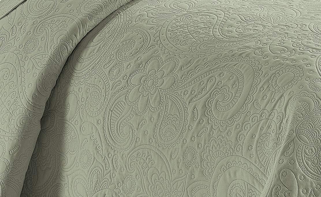 Linen Plus Embossed Coverlet Bedspread Set 3pc Light Green