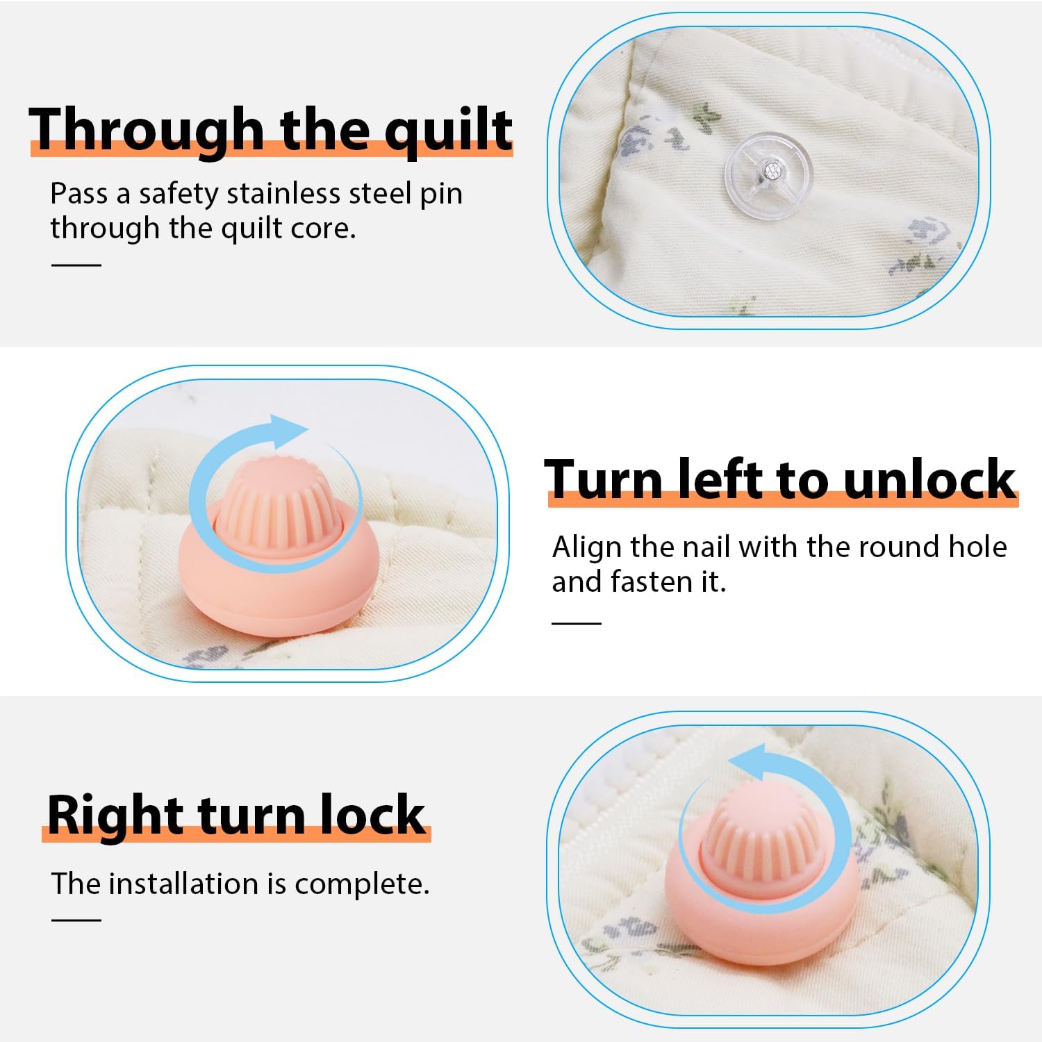 Duvet Cover Clips with Anti-Slip Safety Buckle Pink