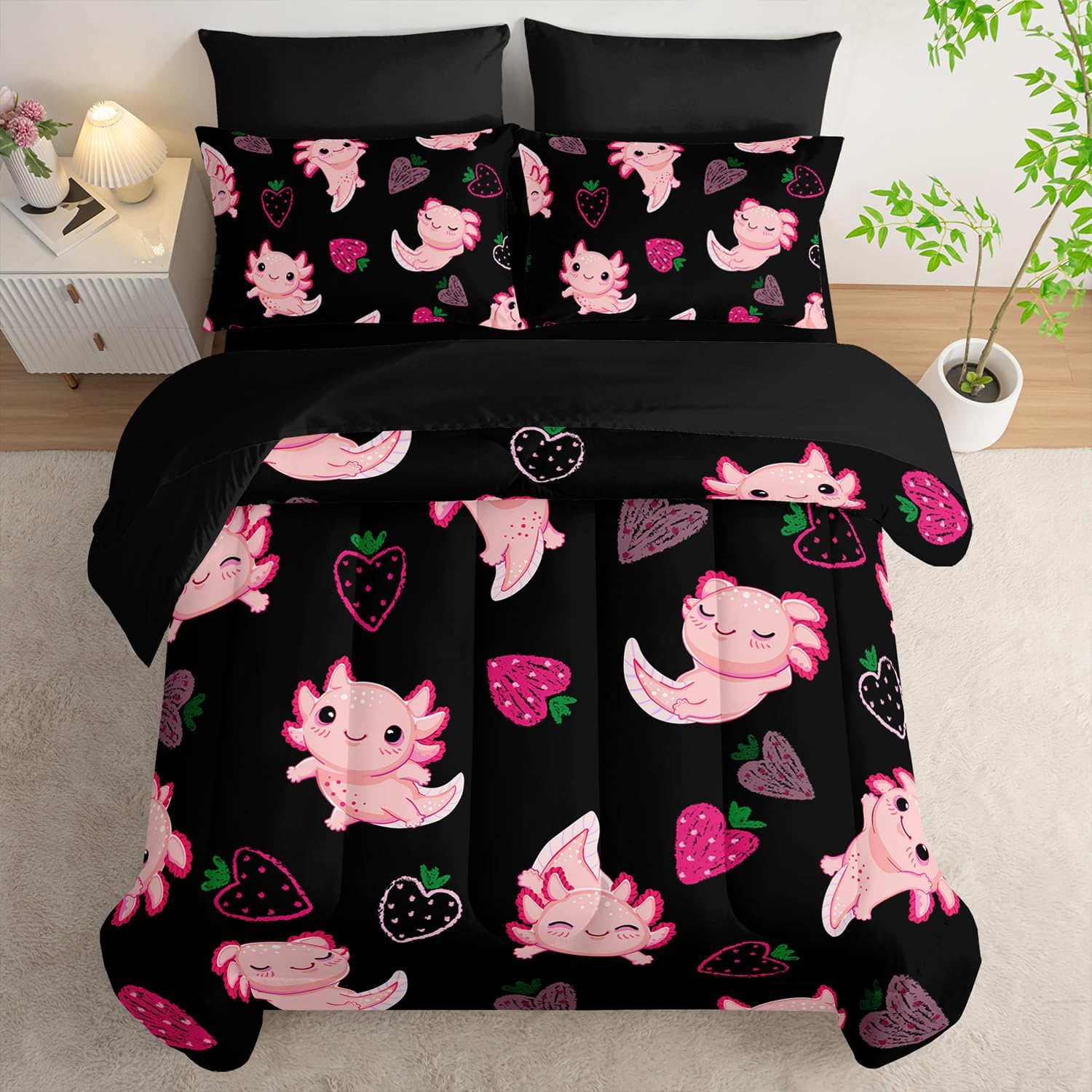 Axolotl Themed 7-Piece Comforter Set for Kids