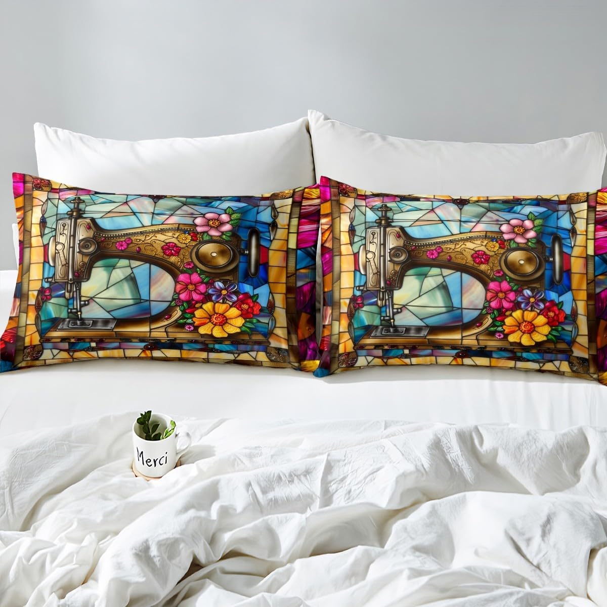 Manfei Retro Floral Duvet Cover Set Twin Size