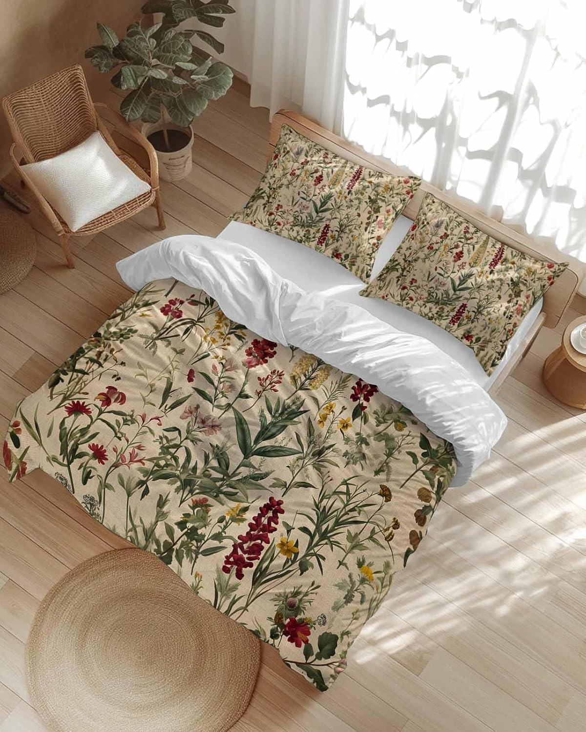 ZOE GARDEN Rustic Botanical Duvet Cover Set 3pc Full Size