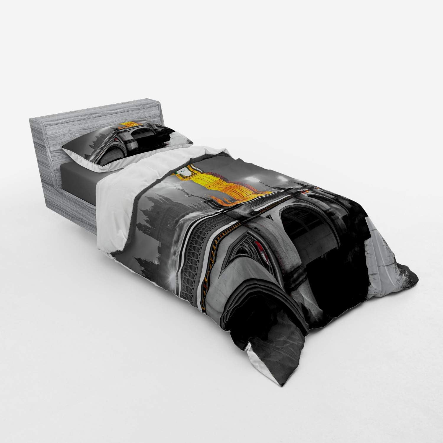 Ambesonne London Duvet Cover Set - Grey Yellow