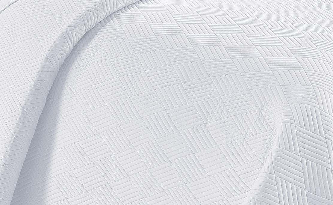 Linen Plus Luxury Oversized Coverlet Bedspread Set Solid White Full Queen