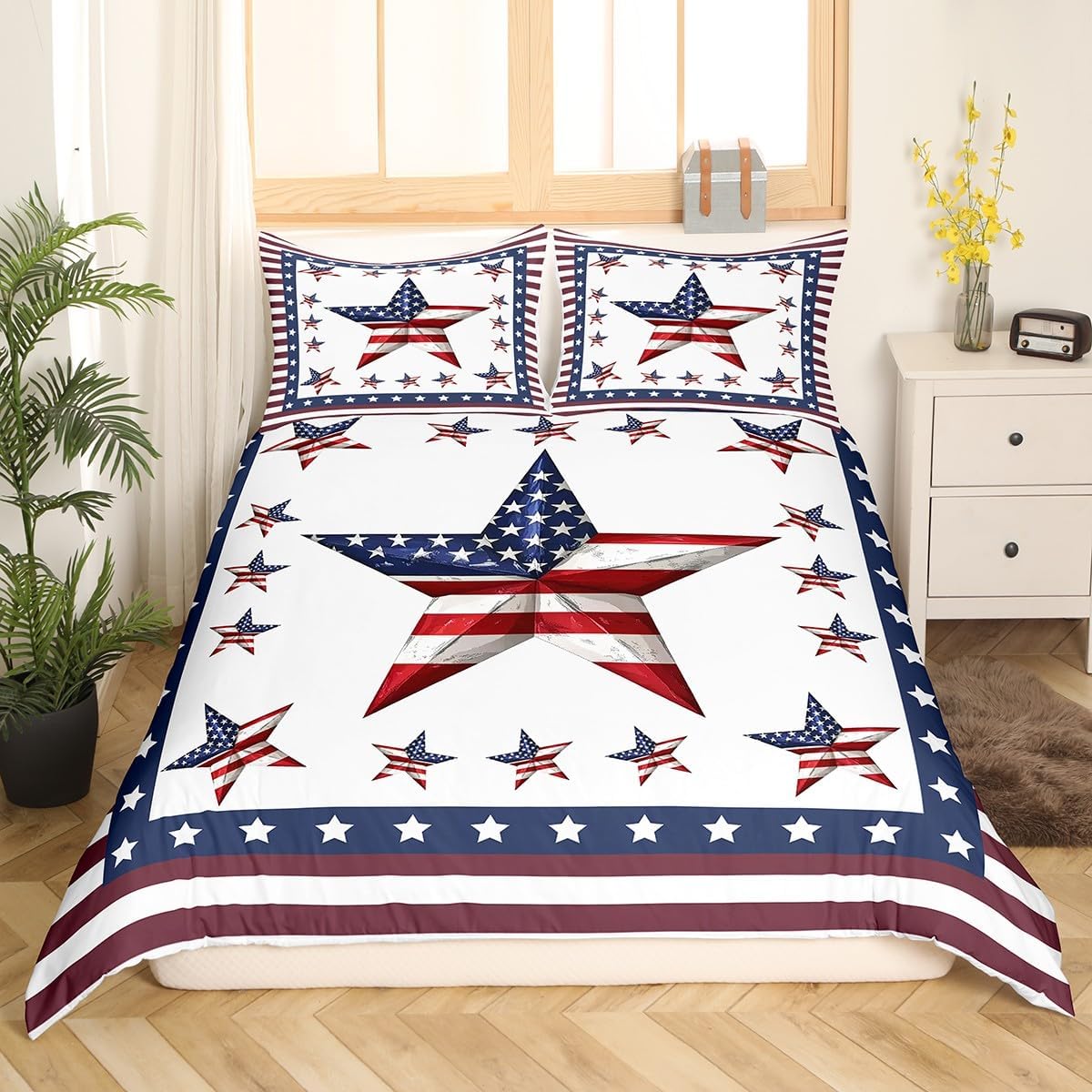 Feelyou American Flag Duvet Cover Set Twin Size