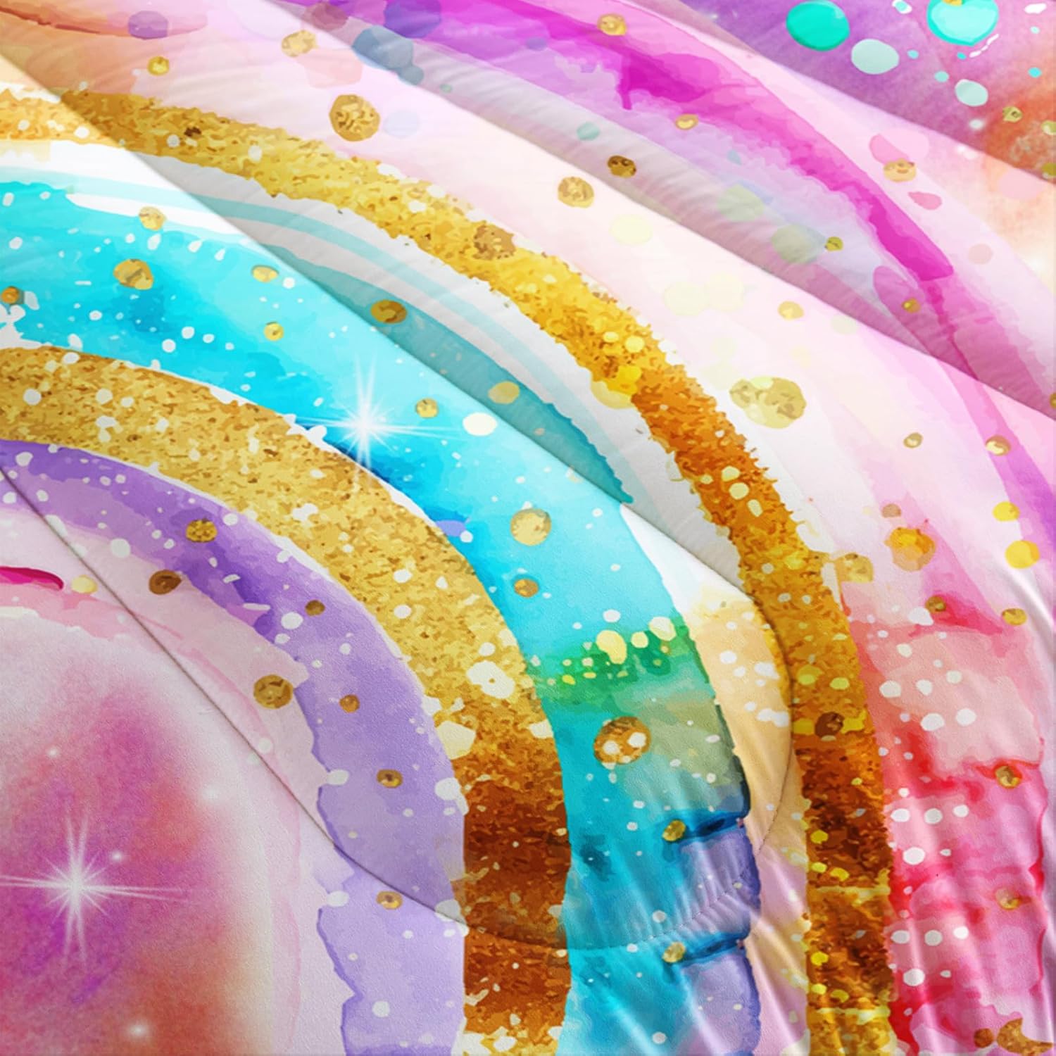 Cute Rainbow Queen Comforter Set for Kids