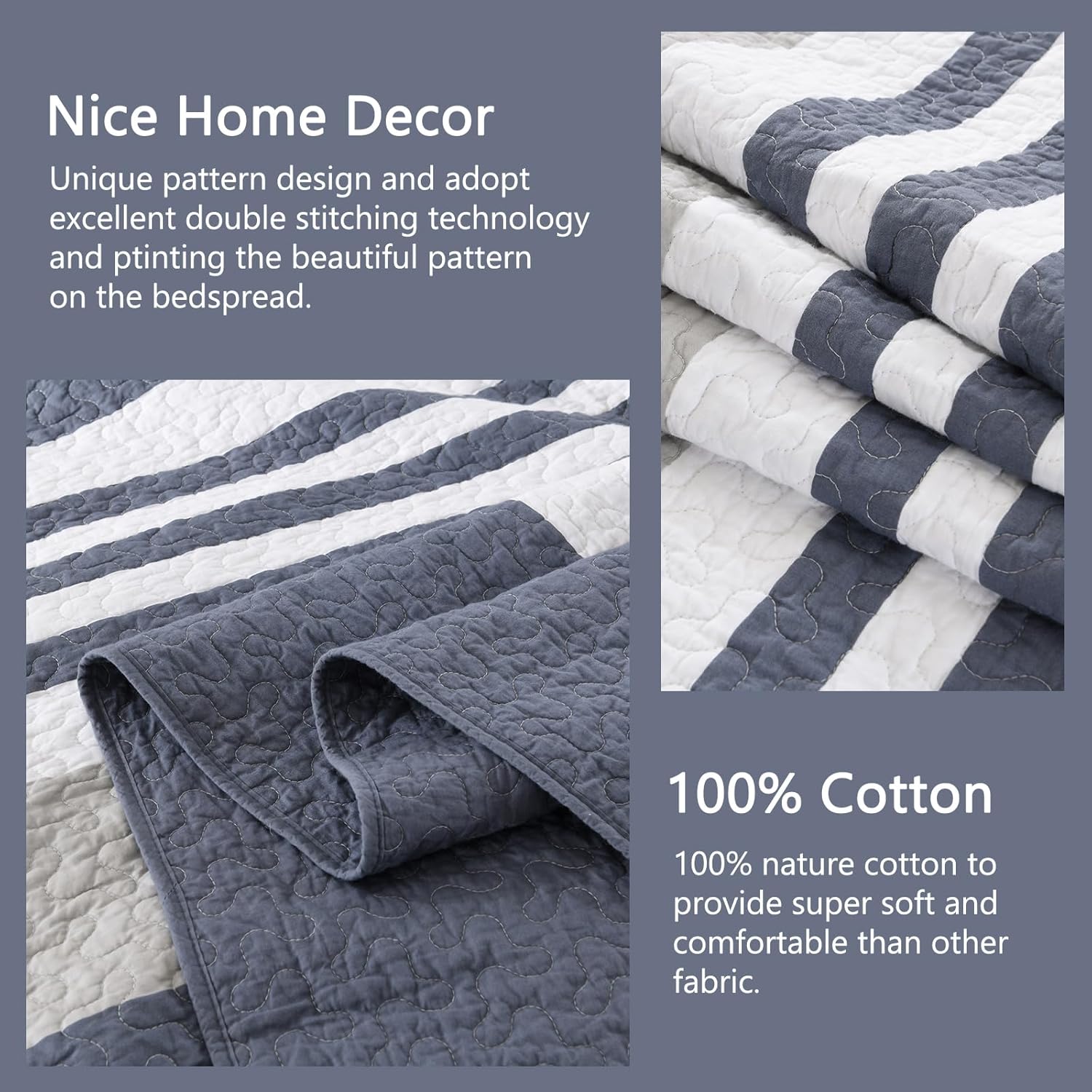 Finlonte Striped Oversized Queen Bedspread Set