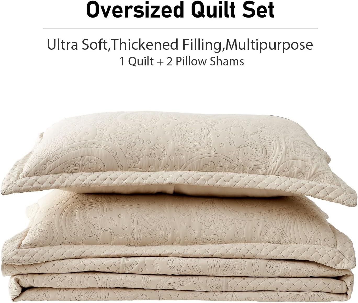 Qucover Alaska King Bedspread Set 3 Piece Paisley Microfiber