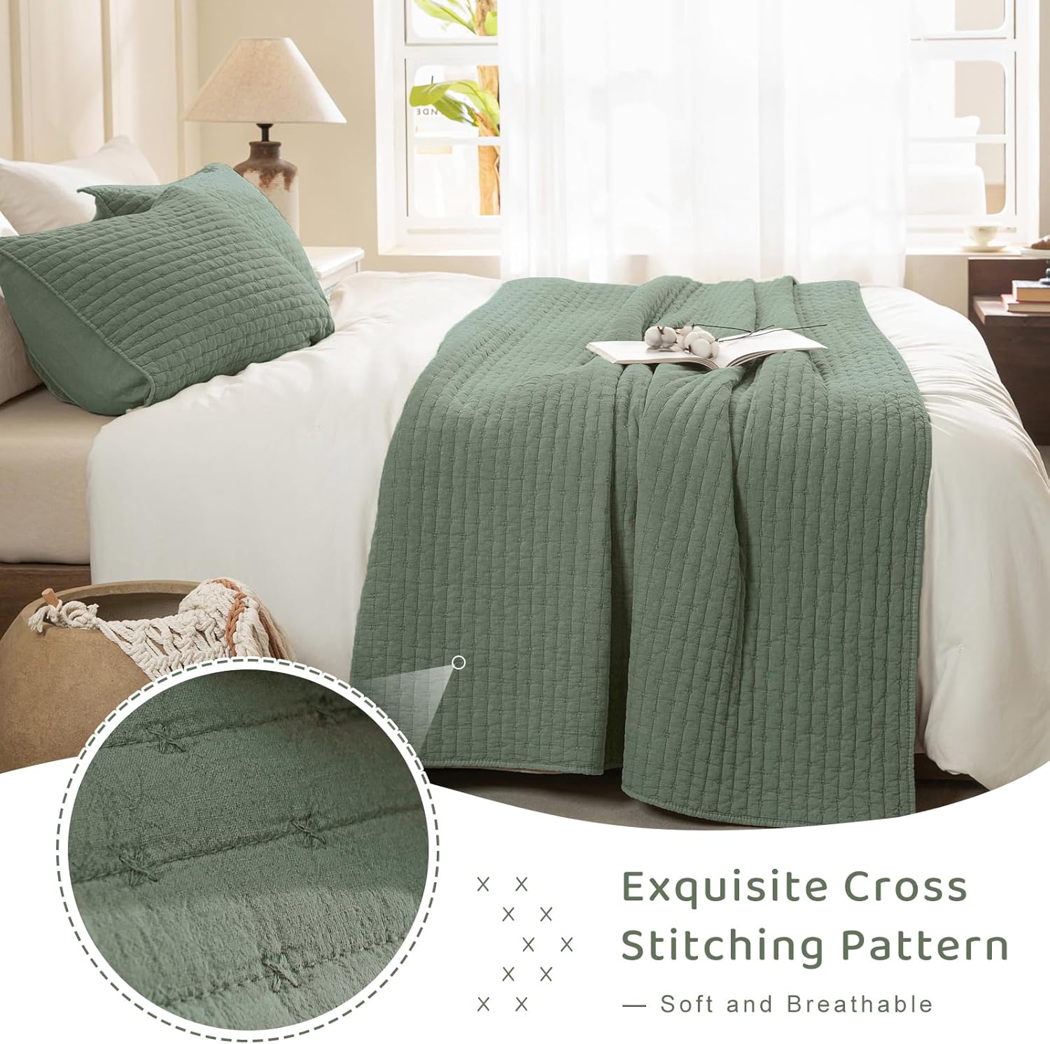 Sanracie 3PCS Extra Large King Quilt Set