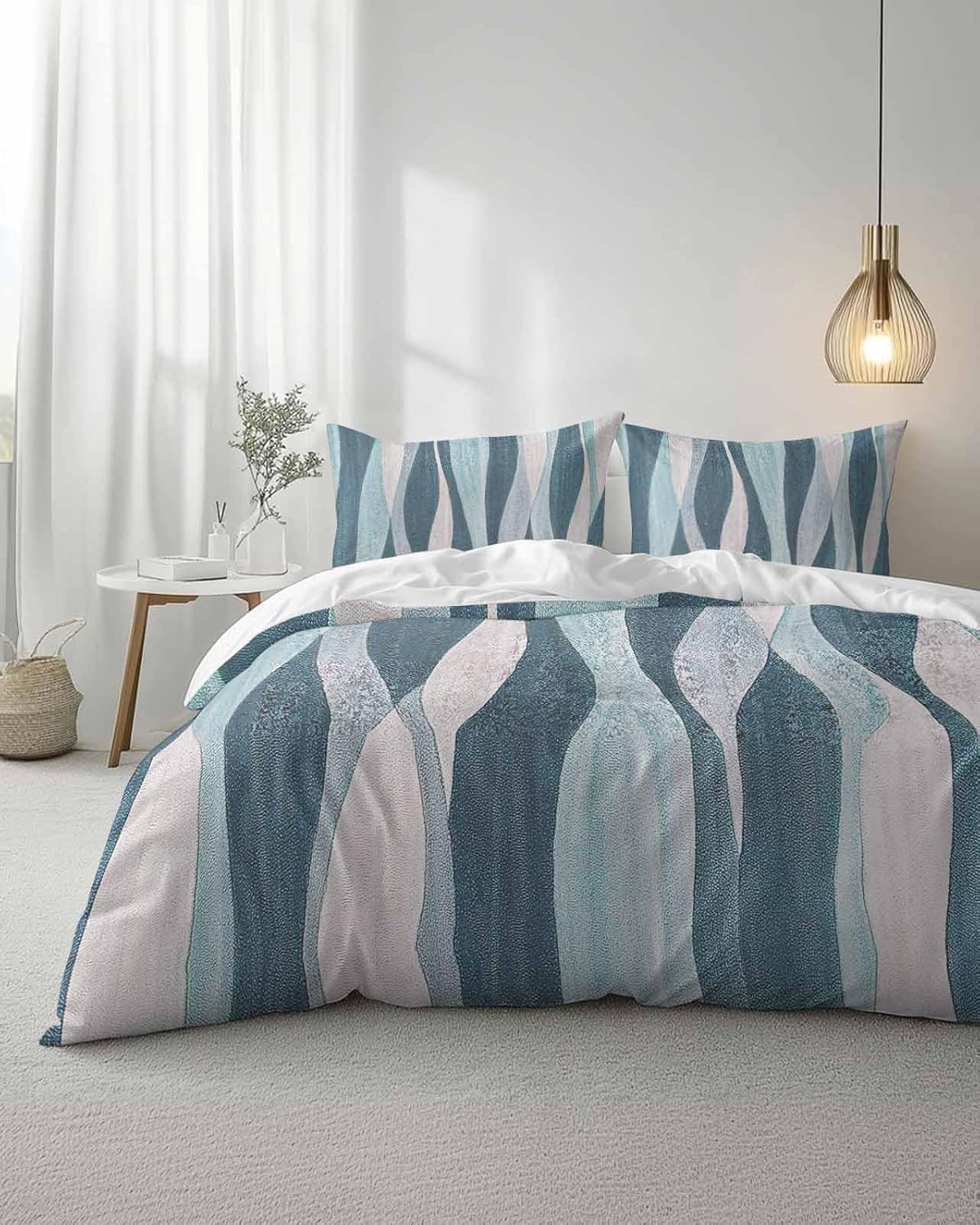 ZOE GARDEN Turquoise Blue Queen Duvet Cover Set 3pcs